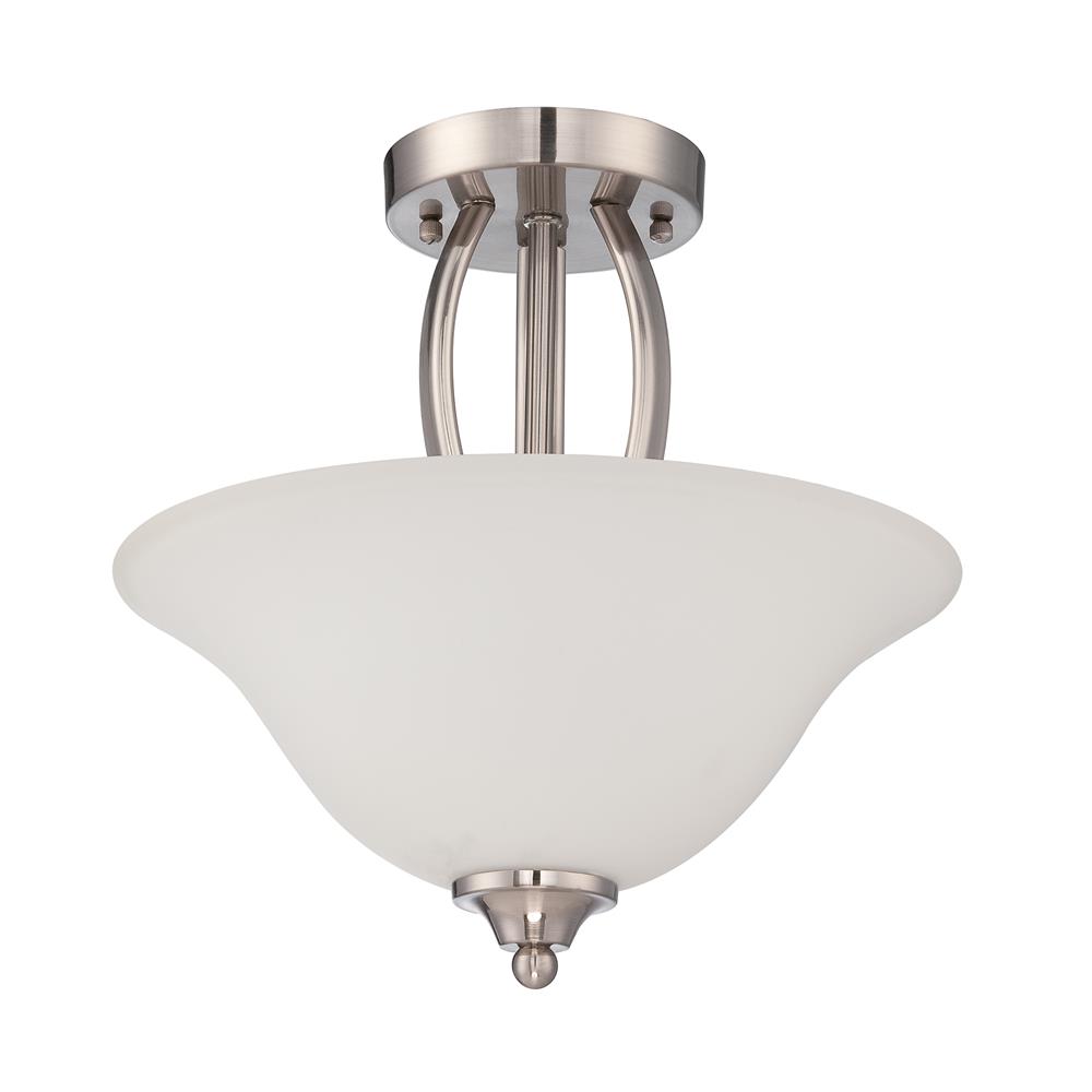 Craftmade 38352-SN Northlake 2 Light Convertible Semi Flush/Pendant in Satin Nickel with White Frosted Glass